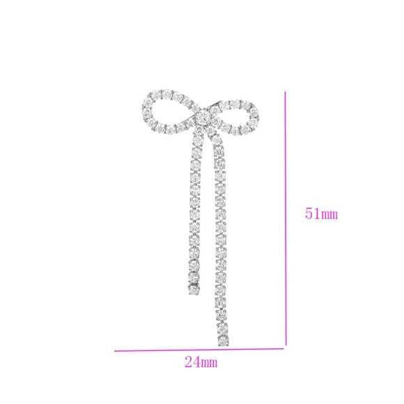 Ribbon Bow Ear Cuff Platinum Plated Ear Clip Ear Claw - Picture 2 of 9